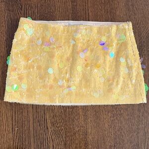 Guizio Yellow Sequin Mini Skirt